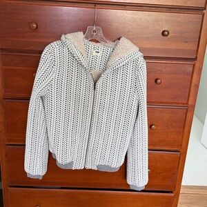 Cozy Gray and Cream Knit Hoodie